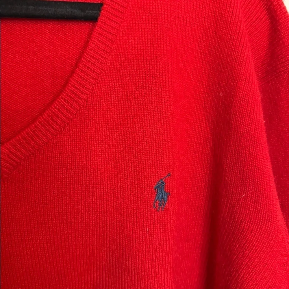 Polo Ralph Lauren Vintage Red Lambswool V-Neck Sweater